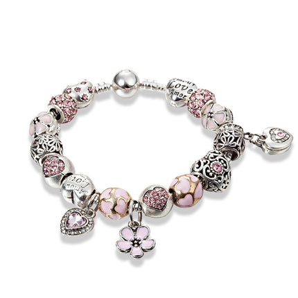 Pink drip flower bracelet