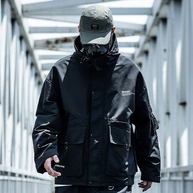 Multi pocket hooded cargo jacket