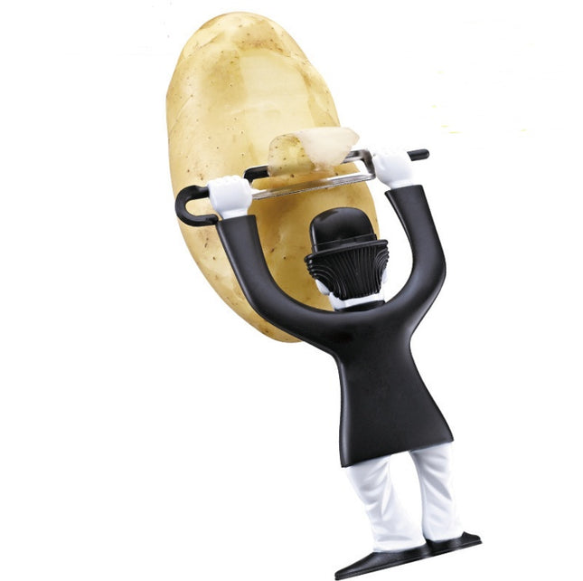 Handheld Fruit Vegetable Peeler Creative Plastic Character Standing Stainless Steel Slicer