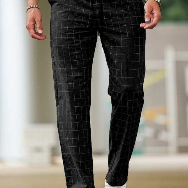 Men's Comfortable Soft Polyester Stripe Plaid Pants