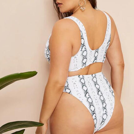 Sexy plus size knotted high waist ladies swimwear