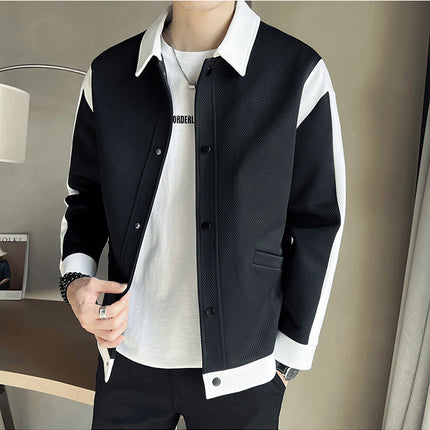 Men's Spring And Autumn New Patchwork Polo Collar Top