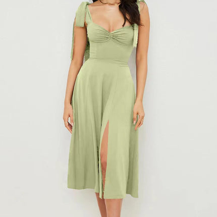 Women's Fashion Suspenders Lace Printing A- Line Dress