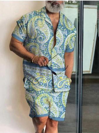 Men's Casual Beach Short-sleeved Shirt And Shorts Suit