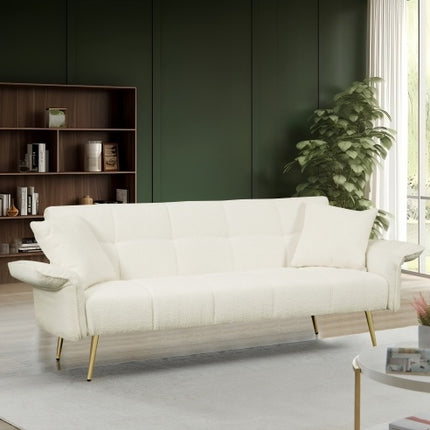 70.1 Futon Sofa Bed, Convertible Double Sofa Bed With Folding Armrests For Living Rooms And Small Spaces