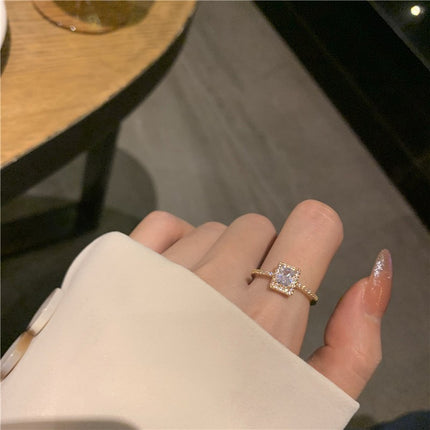 Silwer Sirkoon Vintage Persoonlikheidsring Vir Vroue, Pragtige Wysvingerring, Verstelbare Oop Ring Nuwerwets