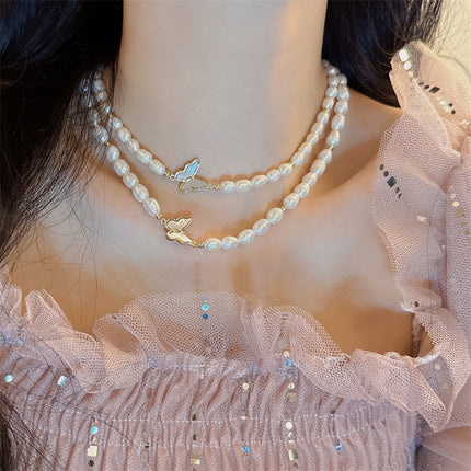 Light Luxury Shell And Butterfly Necklace Sophisticated & Elegant