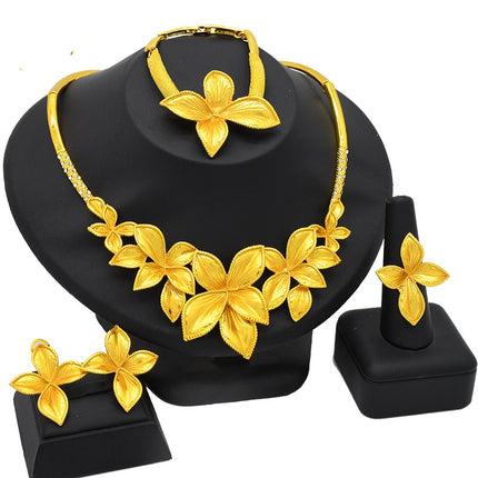 Vroue Juweliersware Pak Ketting Oorring Ring Armband Vierstukstel