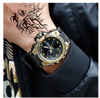 Watch double display double time men's watch waterproof