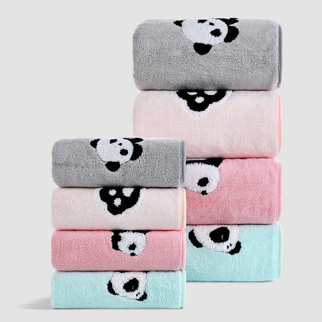 Koraalfluweel Panda Borduurwerk Oortreksels Sag En Absorberend