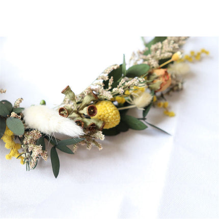 Droë blomme krans bruidshoofbedekking