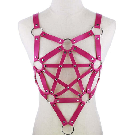 Pentacle body leather jacket