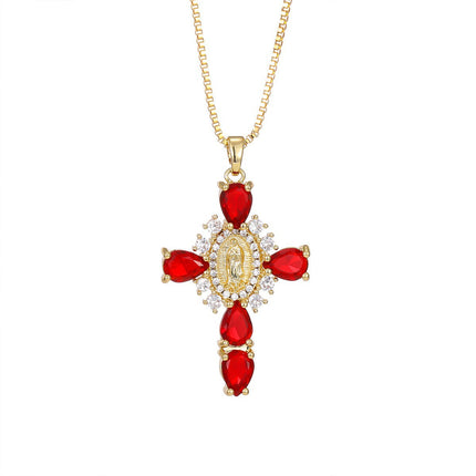 Fashionable Personalized Cross Pendant With Colorful Zircon