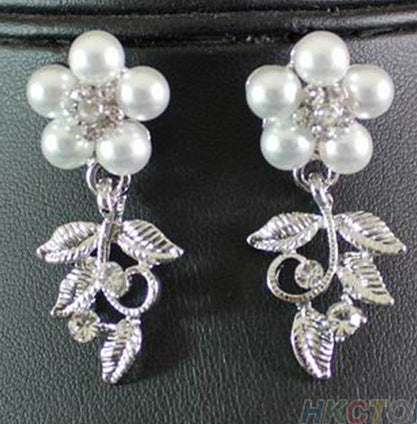 Legering bruidmouketting, blaarpêrelhalssnoer, oorring, Koreaanse trourok, tweestukstel, pêrelblaarkettingset