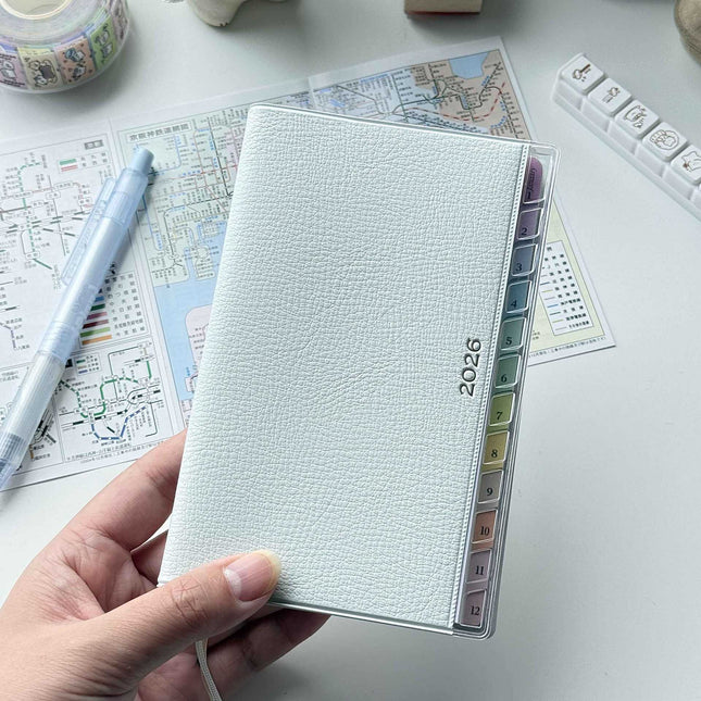 Rainbow Index Leather Planner Diary Notebook