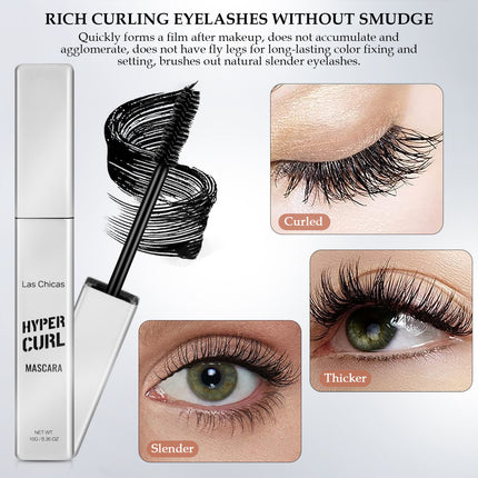 2 stuks Las Chicas 12-uur Langdurige Waterdigte 10ml Ultra Volume Verlengende Klontvrye Olievaste Swart Maskara