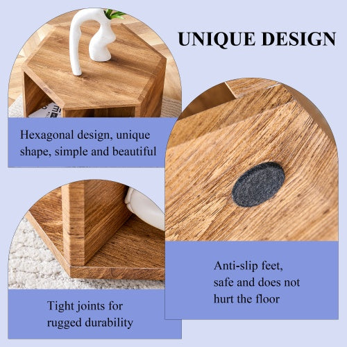 Hexagonal MDF Coffee Table, Characteristic Pattern Stickers, Multi-hole Design To Give More Storage Space, Simple And Convenient Design Makes It Suitable For All Kinds Of Style Scenes