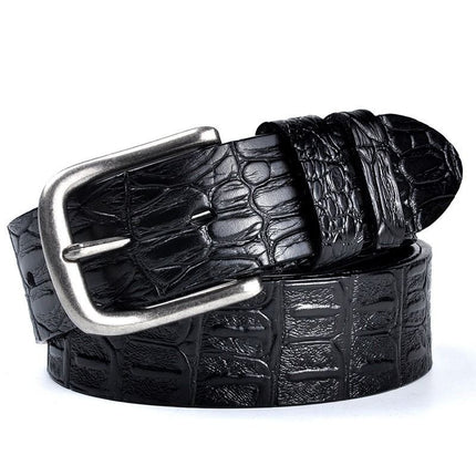 Men's Genuine Leather Crocodile Pattern Vintage Pin Buckle Belt