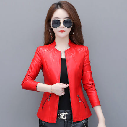 Korean slim leather jacket