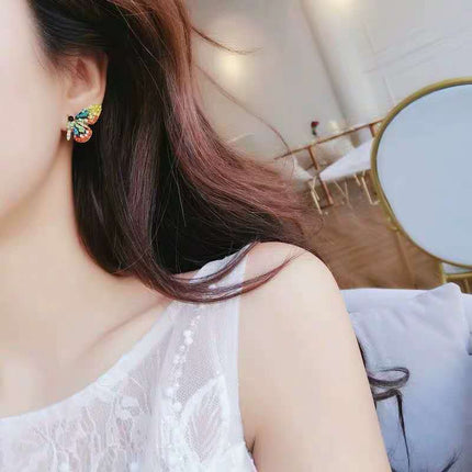 Colorful crystal butterfly earrings