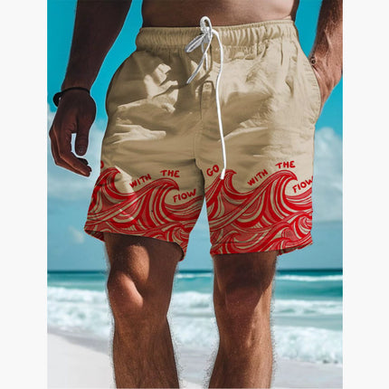 Men's 3D Digital Printing Beach Style Letter Design Shorts