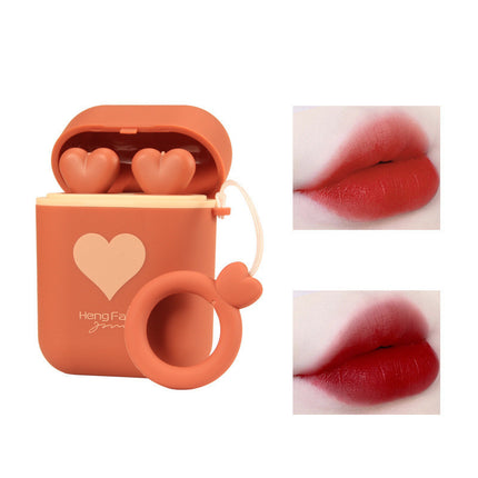 Dubbelbuis Fluweel Lipstick Mat Mat Oorfoon Stoorboks Draagbaar