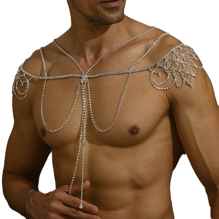 Nuwe Meerlaag Kwassie Skouer Ketting Mode Strass Mans Lyf Kettings
