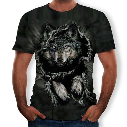 Top wolf 3D printed T-shirt Tide brand short sleeve loose men's top