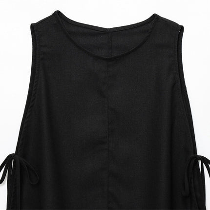 Linen Blend Lace-up Sleeveless Top