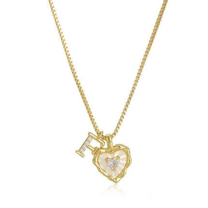 Diamond-encrusted Heart-and-letter Necklace Fashionable