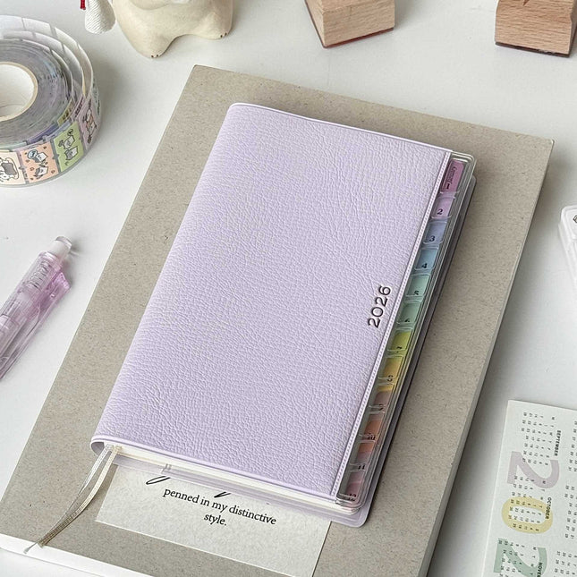 Rainbow Index Leather Planner Diary Notebook