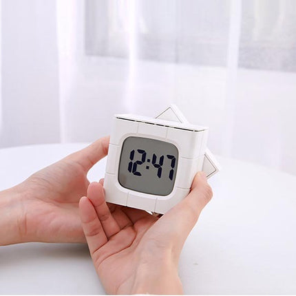 USB Charging Voice Control Alarm Clock Creative Time Rubik's Cube Model Crafts Home LED Eye Care Night Light Cartoon For Home
