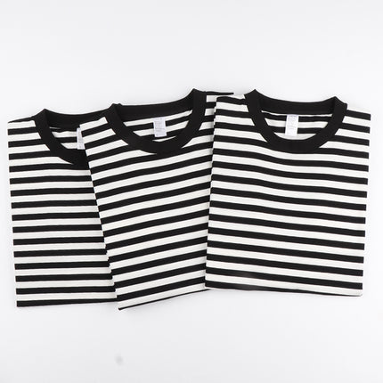 Striped Short Sleeve Simple Men's Versatile T-shirt Loose Top Half Sleeve Slim Striped Navy Skirt