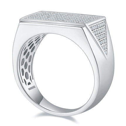 Men's Luxury And Fashionable Light Luxury Jewelry Silver Ring S925 Silver-plated Platinum Set With Top-quality Moissanite