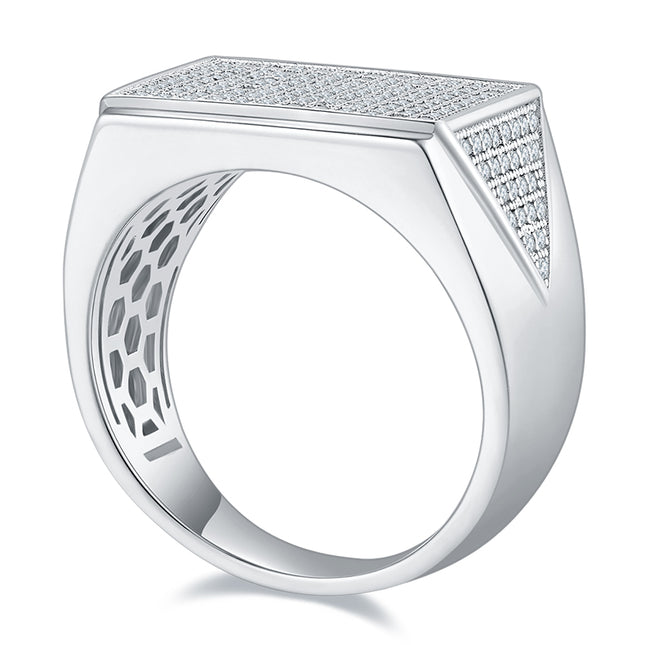Mans luukse en modieuse ligte luukse juweliersware silwer ring S925 versilwerde platinum, besit met topgehalte moissanite