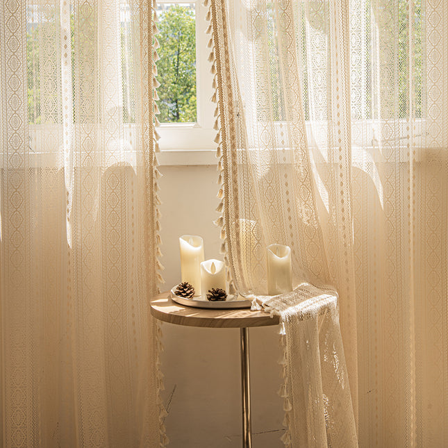 Houtkleur Kant Sitkamer Slaapkamer Vensterskerm