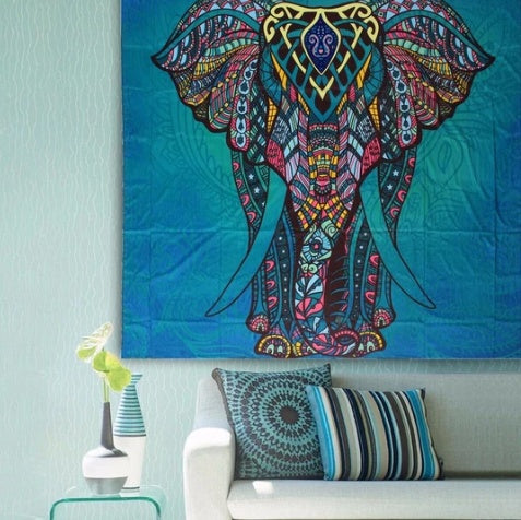 Turkoois Groot Olifant Tapisserie