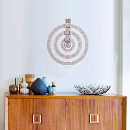 Wooden Wall Calendar Modern Simple Circular Rotating Design