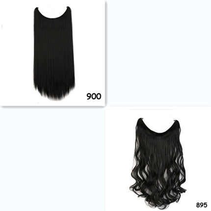 S-noilite 20 inches Invisible Wire No Clips in Hair Extensions Secret Fish Line Hairpieces Silky Straight Synthetic