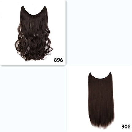 S-noilite 20 inches Invisible Wire No Clips in Hair Extensions Secret Fish Line Hairpieces Silky Straight Synthetic