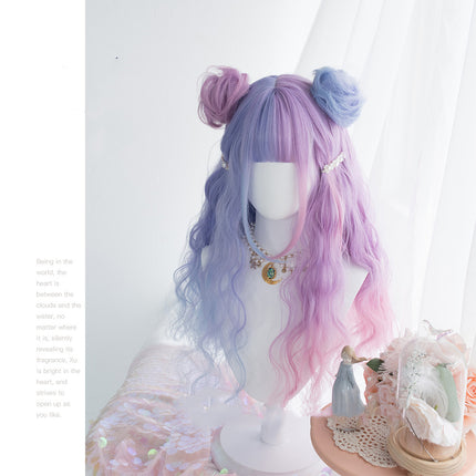 Harajuku Soft Girl Lolita-pruik Bonbonkleur Lolita Lang Krulhare