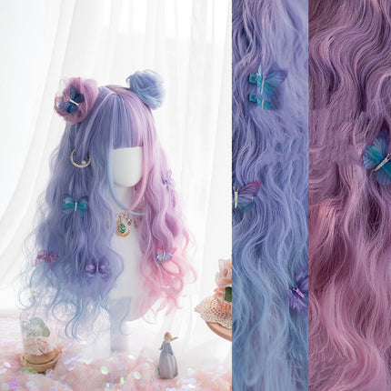 Harajuku Soft Girl Lolita-pruik Bonbonkleur Lolita Lang Krulhare
