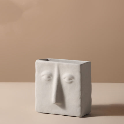 Nordic Creative Ceramic Vase Simple Face Decoration Bedroom Decoration Livingroom Porch Flower Arrangement Home Decoration