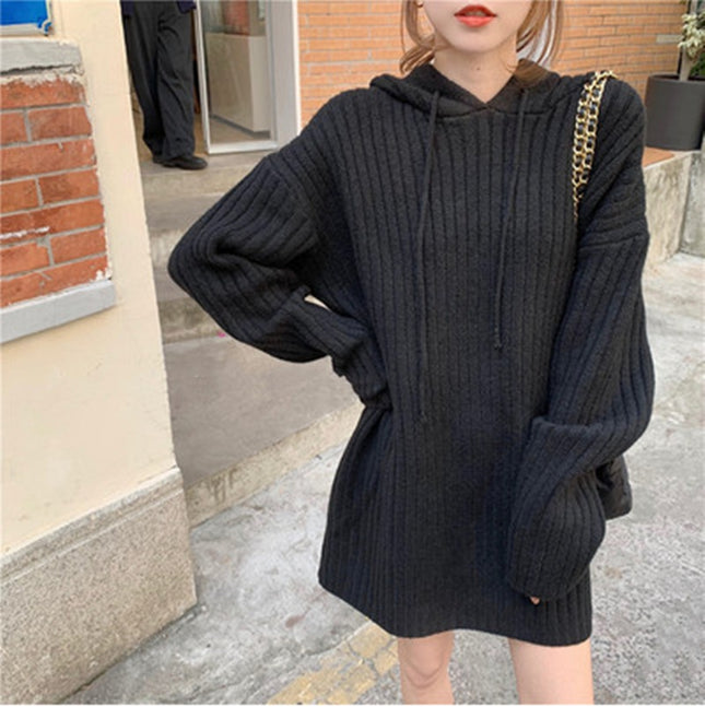 Hooded Mid-length Sweater Women Loose