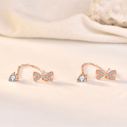 Sterling Silver Bowknot Tassel Simple Stud Earrings