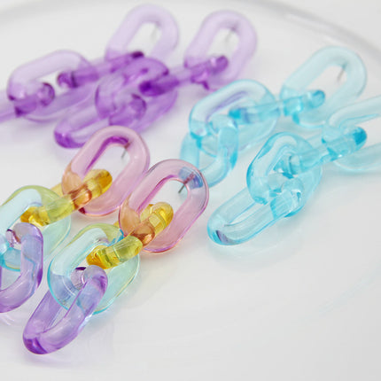 Colorful Transparent Jelly Chain Buckle Earrings