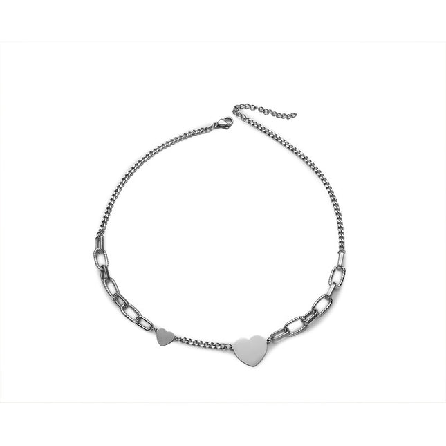 Simple Love Heart Necklace Asymmetric Clavicle Chain