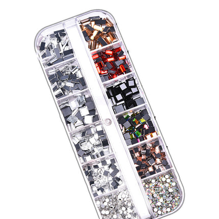 Naelkunsbykomstighede Vierkantige Platbodemvormige Strass 12-vak-opbergdoos