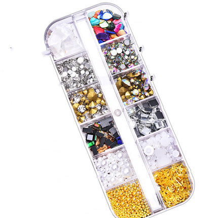 Naelkunsbykomstighede Vierkantige Platbodemvormige Strass 12-vak-opbergdoos