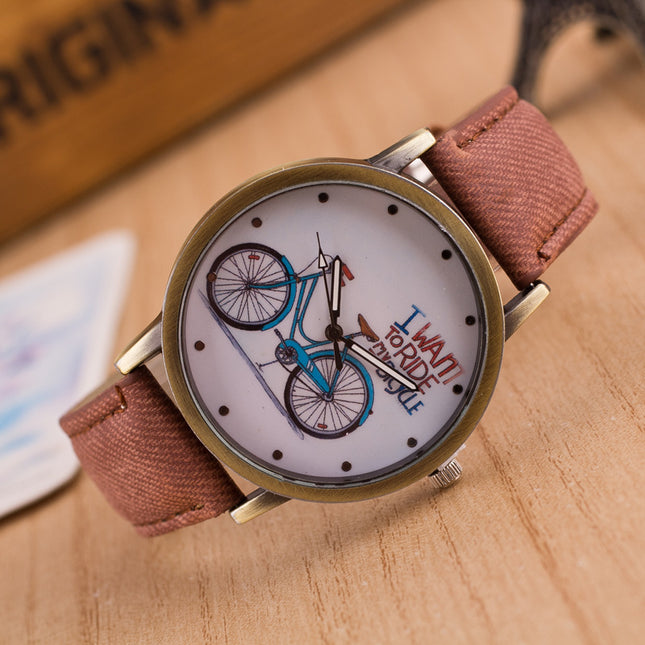 Denim Vintage Horlosie Fietsrit Ry 'n fiets